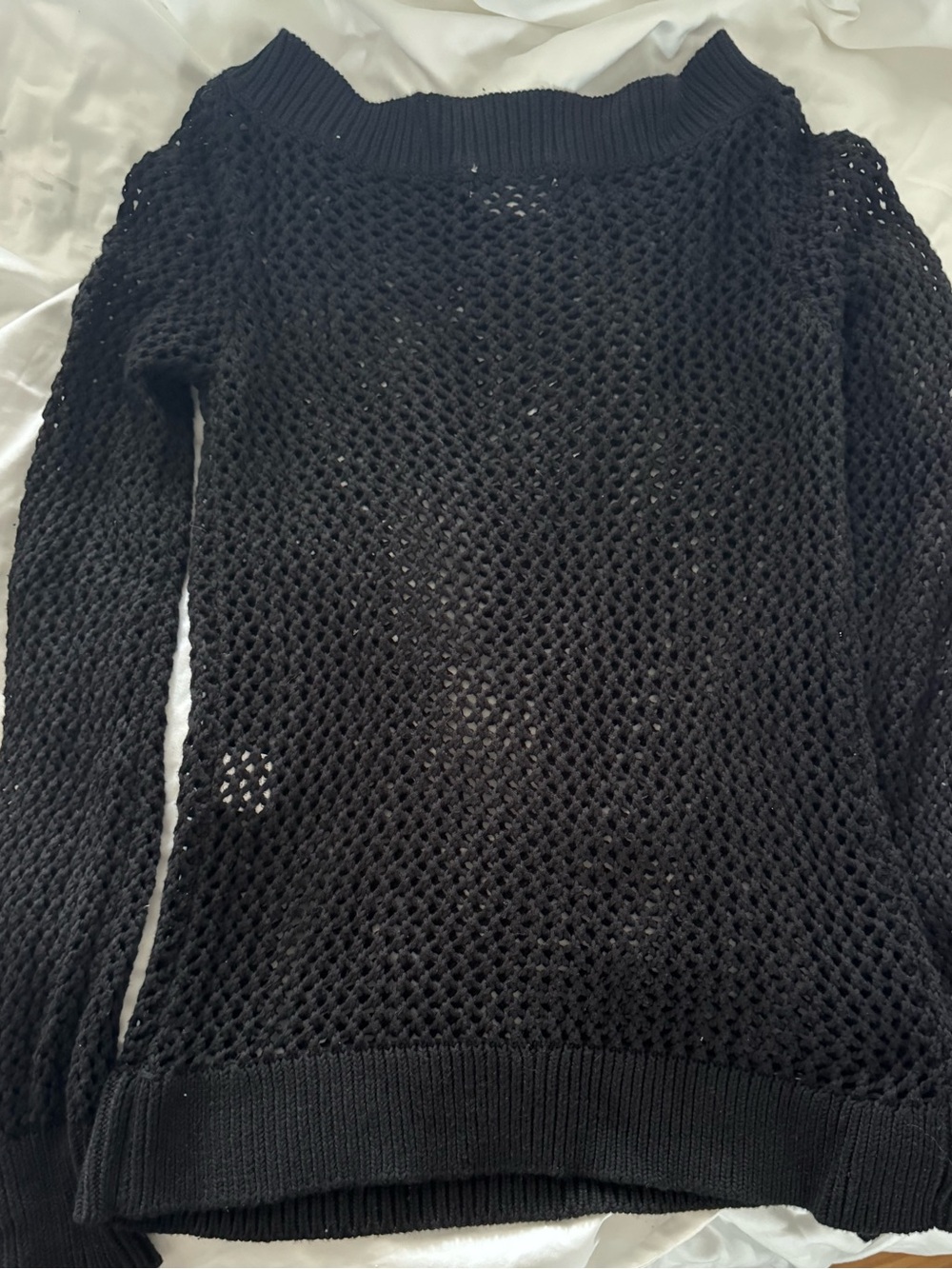 Lovers and Friends Black Open-Knit Women's Sweater - Classic Off-Shoulder Style - Picture 3 of 4